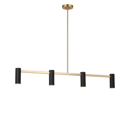 Zentro Four Light Linear Chandelier Satin Brass
