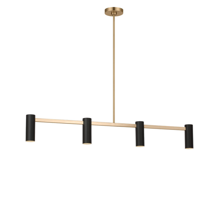 Generation Lighting - GLC2074SB - Four Light Linear Chandelier - Zentro - Satin Brass