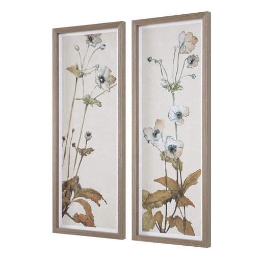 Garden Floral Prints, S/2 White Linen