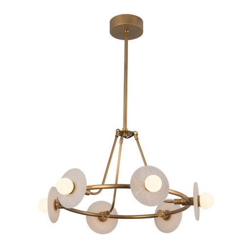 Alora - CH346028VBAR - LED Chandelier - Dahlia - Vintage Brass/Alabaster