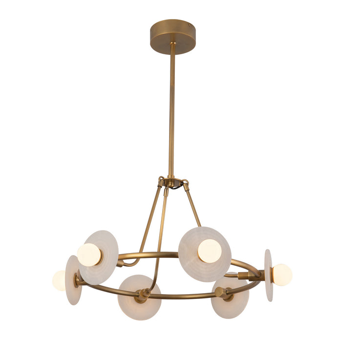 Alora - CH346028VBAR - LED Chandelier - Dahlia - Vintage Brass/Alabaster