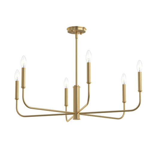 Reines Six Light Chandelier Brushed Gold