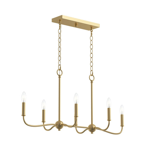 Progress Lighting - P400466-191 - Six Light Linear Chandelier - Ilia - Brushed Gold