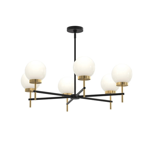 Rigsby Six Light Chandelier Matte Black and Brushed Gold