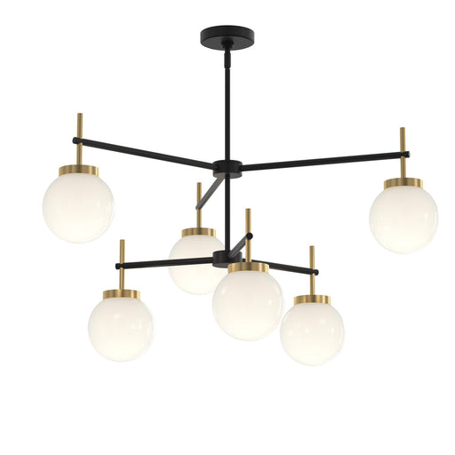 Rigsby Six Light Chandelier Matte Black and Brushed Gold