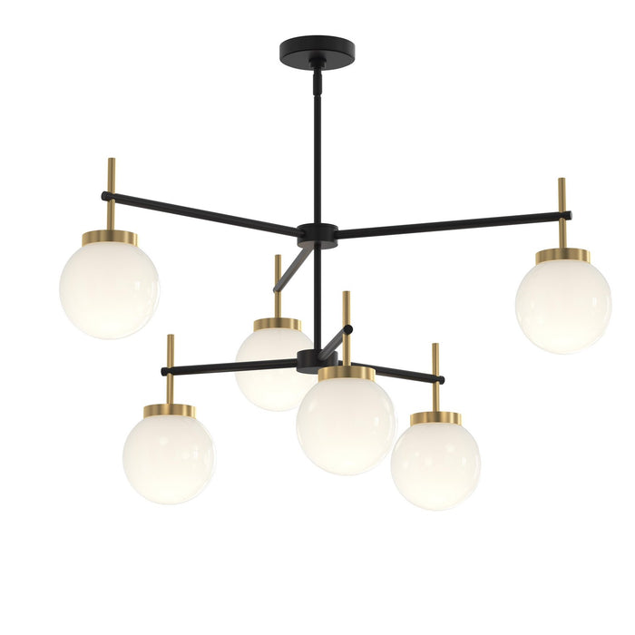 Progress Lighting - P400470-319 - Six Light Chandelier - Rigsby - Matte Black and Brushed Gold