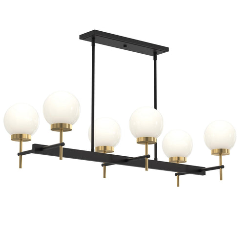 Rigsby Six Light Linear Chandelier Matte Black and Brushed Gold