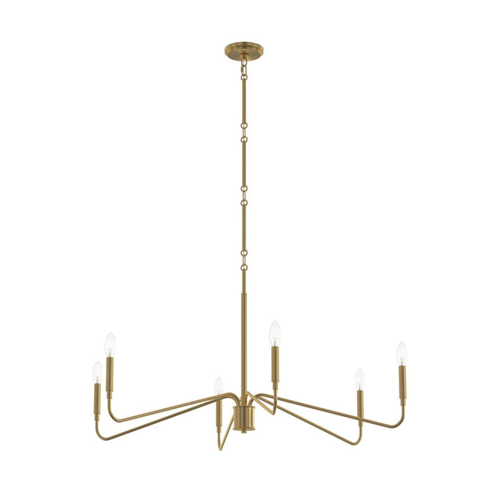 Progress Lighting - P400472-191 - Six Light Chandelier - Pilar - Brushed Gold