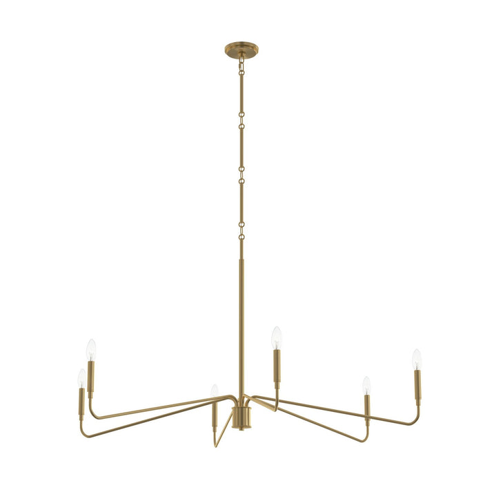 Progress Lighting - P400473-191 - Six Light Chandelier - Pilar - Brushed Gold