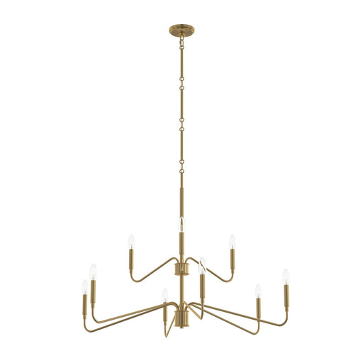 Pilar Nine Light Chandelier Brushed Gold
