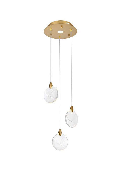Elegant Lighting - 1012D12SG-01CR - LED Pendant - Avery - Satin Gold