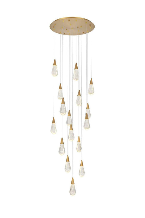 Elegant Lighting - 1013D28SG-02CR - LED Pendant - Amora - Satin Gold