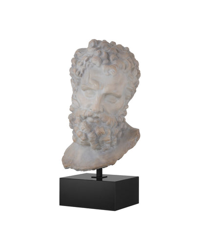 Hercules Head on Metal Stand Antique Off-White / Black