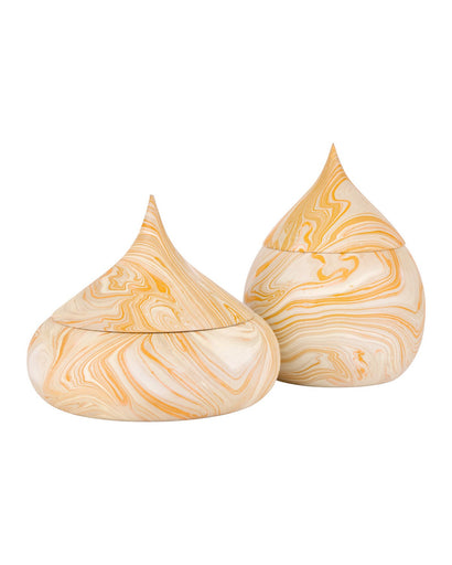 Anasi Box Set of 2 Marbleized Yellow