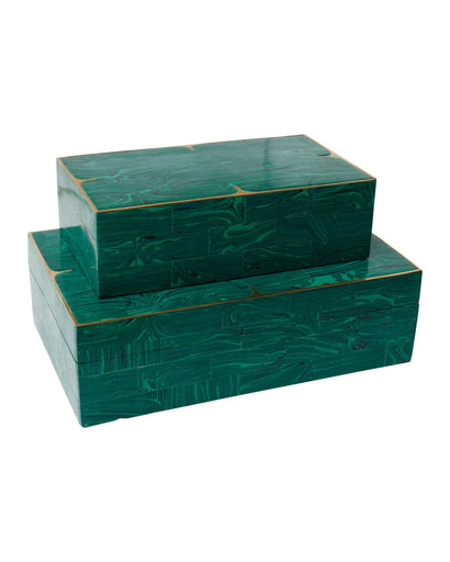 Orin Box Set of 2 Green / Brushed Brass