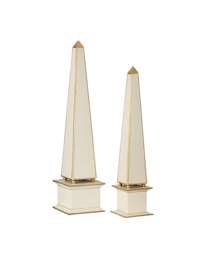 Daphne Obelisk Set of 2 Ivory / Gold