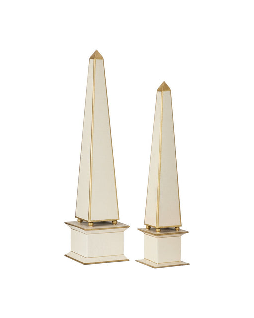 Currey and Company - 1200-1128 - Obelisk Set of 2 - Daphne - Ivory / Gold