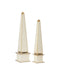 Currey and Company - 1200-1128 - Obelisk Set of 2 - Daphne - Ivory / Gold