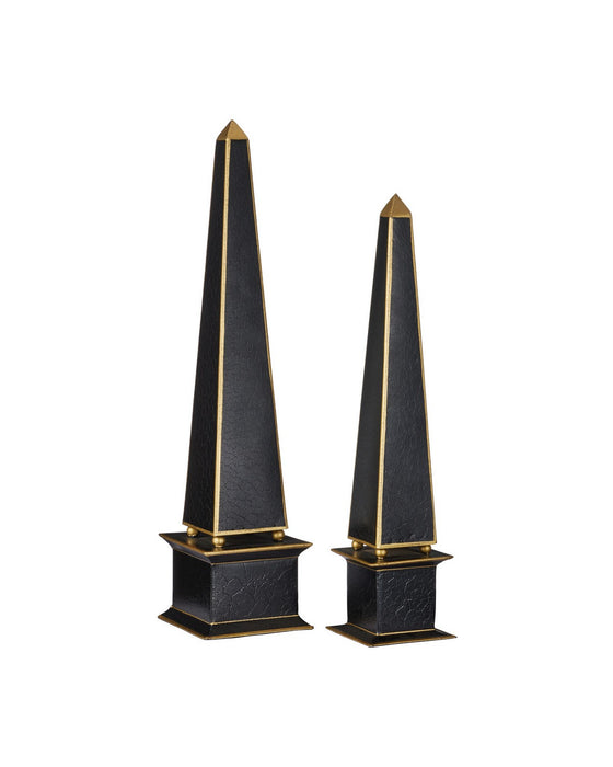 Currey and Company - 1200-1129 - Obelisk Set of 2 - Daphne - Black / Gold