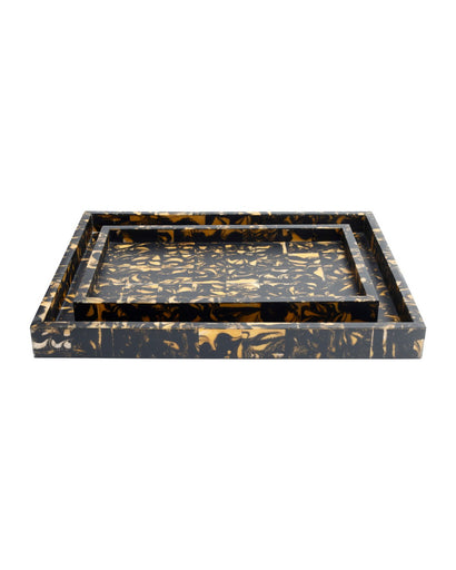 Thrace Tray Set of 2 Black / Yellow