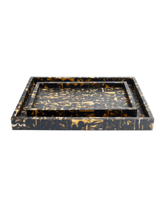 Currey and Company - 1200-1130 - Tray Set of 2 - Thrace - Black / Yellow
