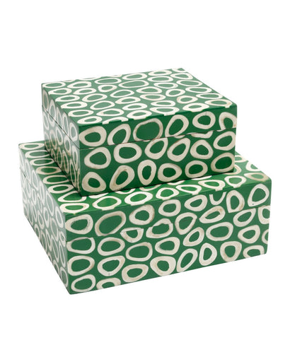Ovoid Box Set of 2 Green / White