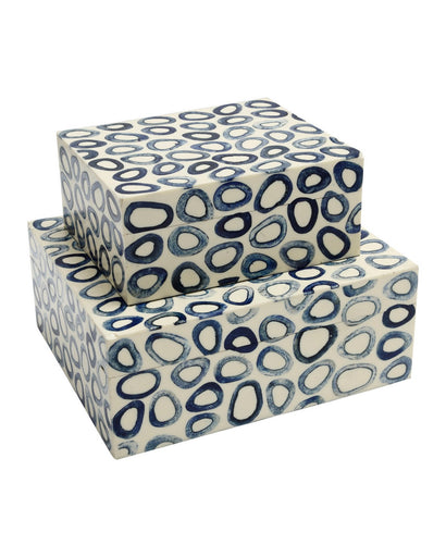 Ovoid Box Set of 2 White / Blue