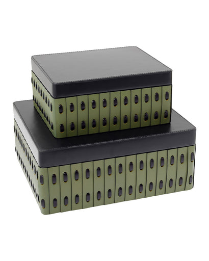 Cuoio Box Set of 2 Green / Black