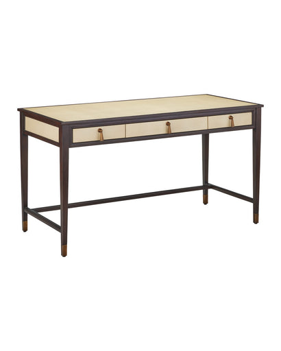 Evie Writing Desk Ivory / Dark Walnut / Brass