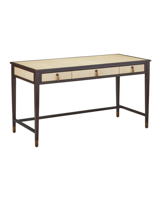 Currey and Company - 3000-0344 - Writing Desk - Evie - Ivory / Dark Walnut / Brass