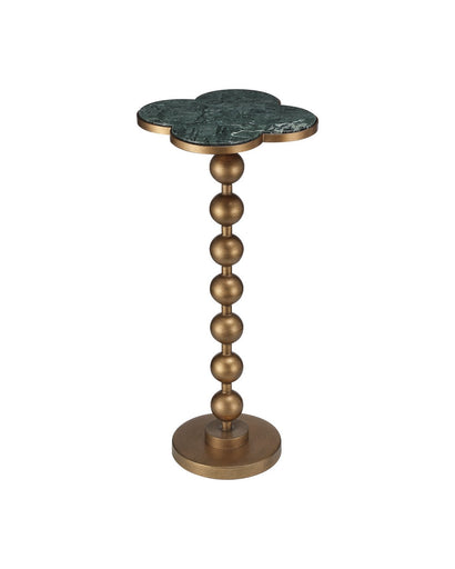 Quatrefoil Accent Table Green / Brass