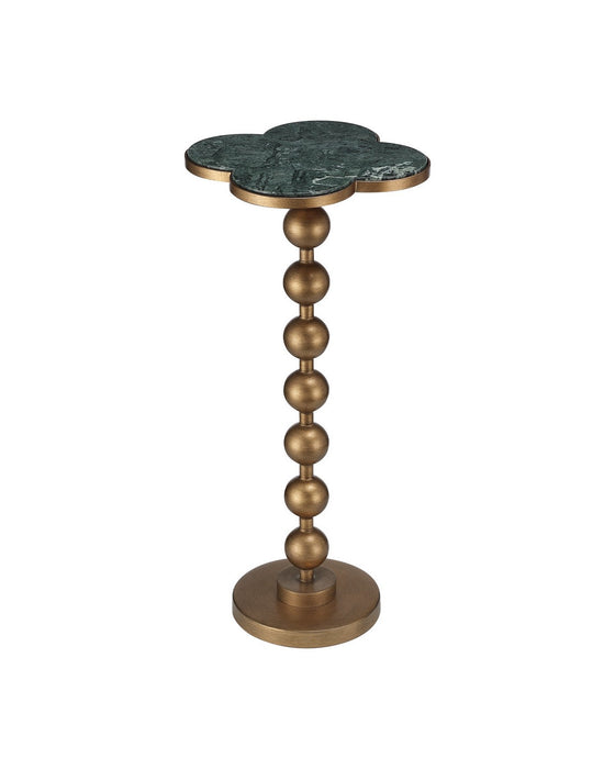 Currey and Company - 4000-0259 - Accent Table - Quatrefoil - Green / Brass