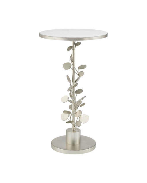 Currey and Company - 4000-0260 - Accent Table - Lunaria - Antique Silver Leaf / Natural