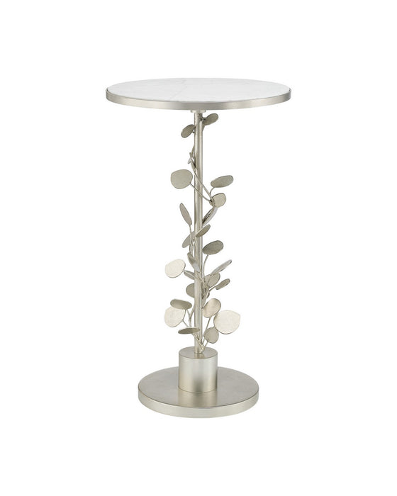Currey and Company - 4000-0260 - Accent Table - Lunaria - Antique Silver Leaf / Natural