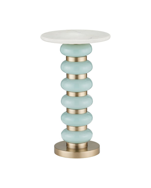 Currey and Company - 4000-0281 - Drinks Table - Lambent - Turquoise / Brushed Brass / Natural