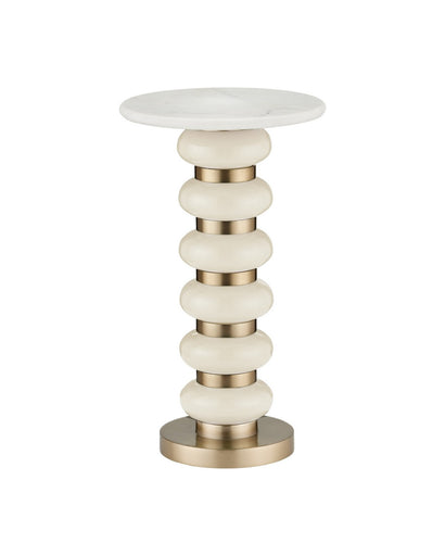 Lambent Drinks Table Peach / Brushed Brass / Natural