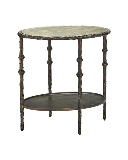 Spalzato Side Table Aged Brass / Antique Glass