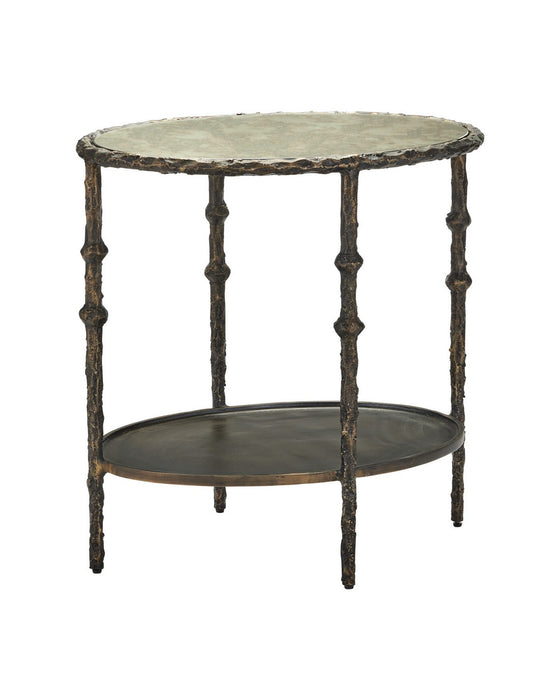 Currey and Company - 4000-0284 - Side Table - Spalzato - Aged Brass / Antique Glass