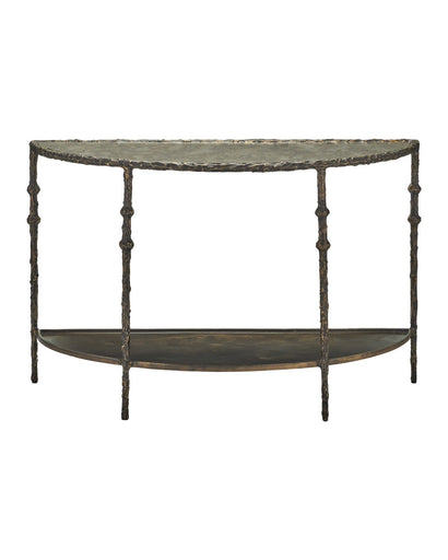 Spalzato Console Table Aged Brass / Antique Glass