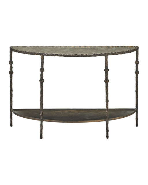 Currey and Company - 4000-0285 - Console Table - Spalzato - Aged Brass / Antique Glass