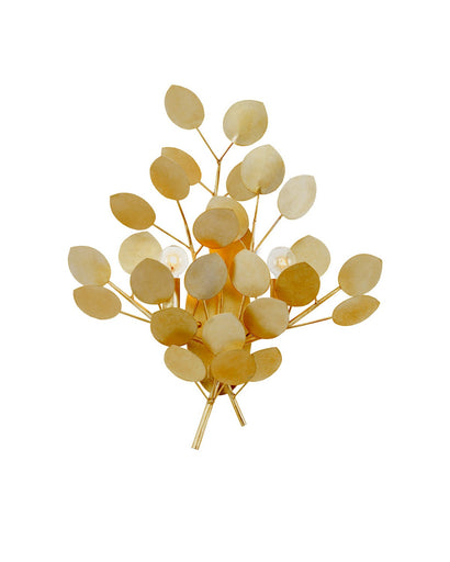 Lunaria Two Light Wall Sconce Contemporary Gold Leaf