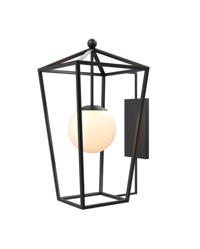 Denison One Light Wall Sconce Midnight / Frosted White