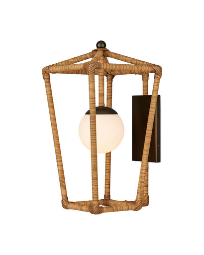 Denison One Light Wall Sconce Natural / Midnight / Frosted White