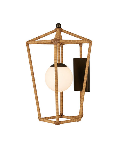 Denison One Light Wall Sconce Natural / Midnight / Frosted White