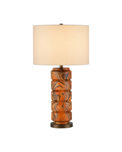 Crantock One Light Table Lamp Marbelized Orange