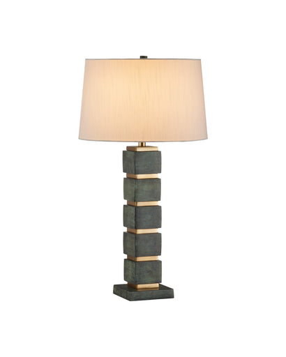 Tetra One Light Table Lamp Verdigris / Antique Brass