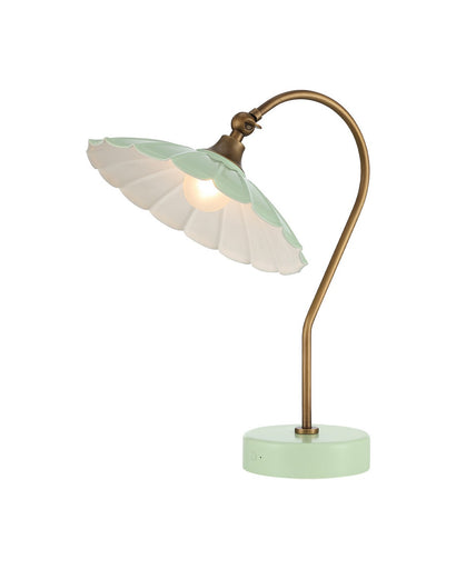 Springe LED Table Lamp Green / Antique Brass