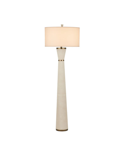 Galuchat One Light Floor Lamp Ivory Faux Shagreen / Brass