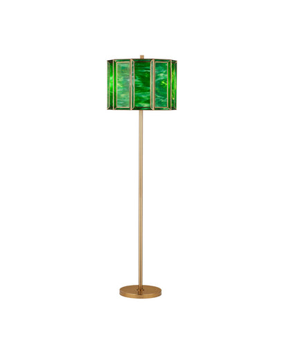 Daze Two Light Floor Lamp Green / Antique Brass