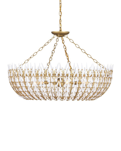Magnum Opus Six Light Chandelier White / Brass